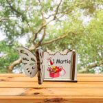 Cutie Mini Aranjamente Florale, Lemn, Fluture, 1 Martie, 10x10x5 cm, CAUV064 - imagine 5