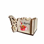 Cutie Mini Aranjamente Florale, Lemn, Fluture, 1 Martie, 10x10x5 cm, CAUV064 - imagine 2