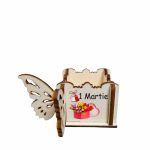 Cutie Mini Aranjamente Florale, Lemn, Fluture, 1 Martie, 10x10x5 cm, CAUV064 - imagine 4