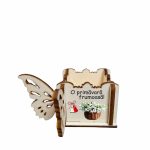 Cutie Mini Aranjamente Florale, Lemn, Fluture, 1 Martie, 10x10x5 cm, CAUV066 - imagine 4