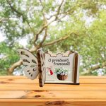 Cutie Mini Aranjamente Florale, Lemn, Fluture, 1 Martie, 10x10x5 cm, CAUV066 - imagine 5