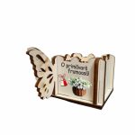 Cutie Mini Aranjamente Florale, Lemn, Fluture, 1 Martie, 10x10x5 cm, CAUV066 - imagine 2