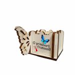 Cutie Mini Aranjamente Florale, Lemn, Fluture, 1 Martie, 10x10x5 cm, CAUV072 - imagine 2