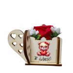 Martisor in Cutie, Trandafir de Sapun, 9,5x9,5 cm, Rosu, CMUV004 - imagine 3