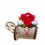 Martisor in Cutie, Trandafir de Sapun, 9,5x9,5 cm, Rosu, CMUV004 - imagine 2