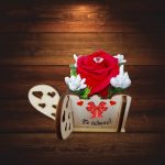 Martisor in Cutie, Trandafir de Sapun, Licheni, Te iubesc, 9,5x9,5 cm, Rosu, CMUV005 - imagine 5