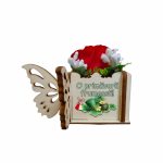 Martisor in Cutie, Trandafir de Sapun, Licheni, O primavara frumoasa, 10x10x5 cm, Rosu, CMUV007 - imagine 2