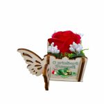 Martisor in Cutie, Trandafir de Sapun, Licheni, O primavara frumoasa, 10x10x5 cm, Rosu, CMUV007 - imagine 4