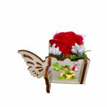 Martisor in Cutie, Trandafir de Sapun, 10x10x5 cm, Rosu, CMUV009 - imagine 4