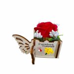 Martisor in Cutie, Trandafir de Sapun, Licheni, O primavara frumoasa, 10x10x5 cm, Rosu, CMUV017 - imagine 3