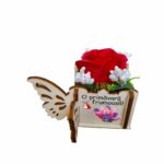 Martisor in Cutie, Trandafir de Sapun, 9,5x9,5 cm, Rosu, CMUV021 - imagine 4