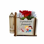 Martisor in Cutie, Trandafir de Sapun, Licheni, 1 Martie, Profesoara, Educatoare, 7x7x6 cm, Rosu, CMUV029 - imagine 2