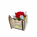 Martisor in Cutie, Trandafir de Sapun, Licheni, 1 Martie, Profesoara, Educatoare, 7x7x6 cm, Rosu, CMUV033 - imagine 4