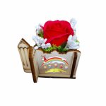 Martisor in Cutie, Trandafir de Sapun, Licheni, 1 Martie, Profesoara, Educatoare, 7x7x6 cm, Rosu, CMUV033 - imagine 3