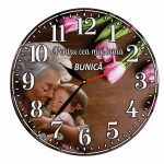 Ceas personalizat pentru bunica, Lemn, 40x40cm, CSMUV003 - imagine 5