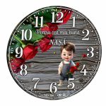 Ceas personalizat pentru nasi botez , Lemn, 40 cm, CSMUV008 - imagine 5