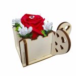 Martisor in Cutie, Trandafir de Sapun, Licheni, Te iubesc, 9,5x9,5 cm, Rosu, CMUV003 - imagine 4