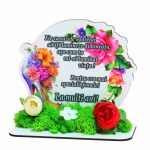 Decoratiune cu licheni, Martie, Aniversar, Lemn, 17x15 cm, DCFUV003
