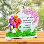 Decoratiune cu licheni, Martie, Aniversar, Lemn, 17x16 cm, DCFUV006 - imagine 4