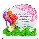 Decoratiune cu licheni, Martie, Aniversar, Lemn, 17x16 cm, DCFUV006 - imagine 2