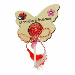 Martisor, Bomboana Chupa Chups, Fluture, Lemn, 11x8 cm, Primavara, MBUV014 - imagine 3
