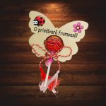 Martisor, Bomboana Chupa Chups, Fluture, Lemn, 11x8 cm, Primavara, MBUV014 - imagine 5
