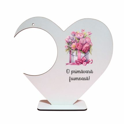 Suport Glob Floral tip Inima, Martie, Lemn, 20x18cm, SPGUV001