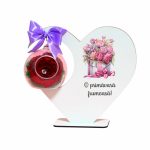 Decoratiune cu licheni si trandafir criogenat rosu, Martie, Aniversar, Lemn, 20x18 cm, SPGUV024