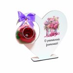 Decoratiune cu licheni si trandafir criogenat rosu, Martie, Aniversar, Lemn, 20x18 cm, SPGUV024 - imagine 2
