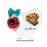 Decoratiune cu licheni si trandafir criogenat rosu, Martie, Aniversar, Lemn, 20x18 cm, SPGUV027