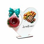 Decoratiune cu licheni si trandafir criogenat rosu, Martie, Aniversar, Lemn, 20x18 cm, SPGUV027 - imagine 3