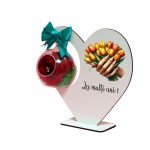 Decoratiune cu licheni si trandafir criogenat rosu, Martie, Aniversar, Lemn, 20x18 cm, SPGUV027 - imagine 2