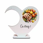 Suport Glob Floral tip Inima, Martie, Lemn, 20x18cm, SPGUV005