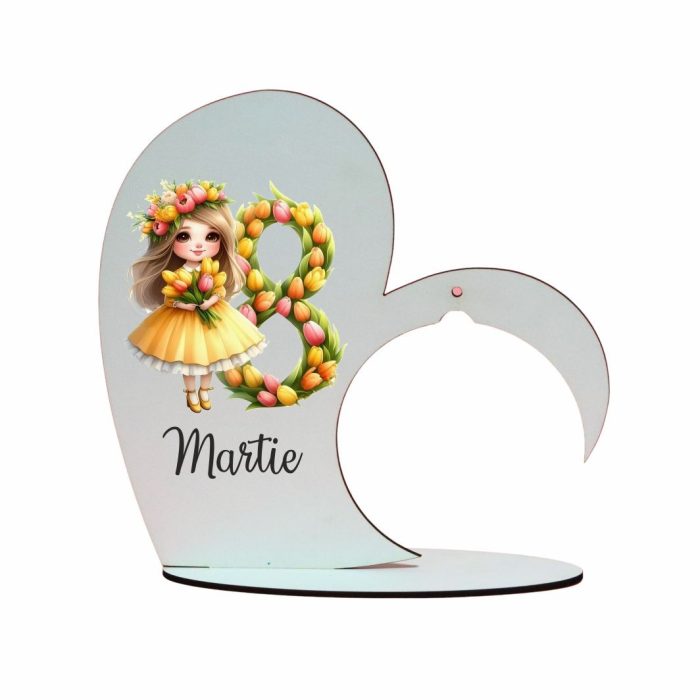 Suport Glob Floral tip Inima, Martie, Lemn, 20x19cm, SPGUV008 - imagine 1