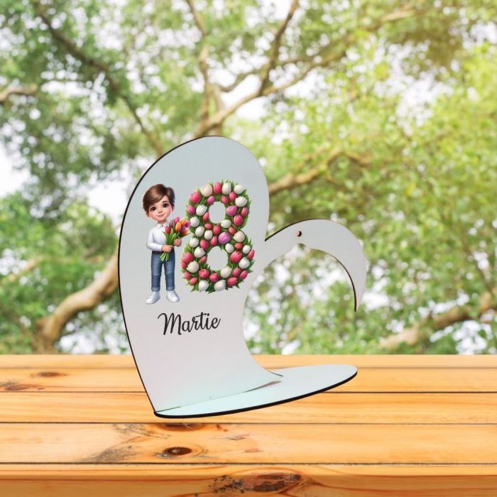 Suport Glob Floral tip Inima, Martie, Lemn, 20x19cm, SPGUV010 - imagine 5