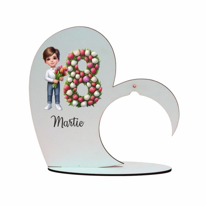 Suport Glob Floral tip Inima, Martie, Lemn, 20x19cm, SPGUV010 - imagine 1