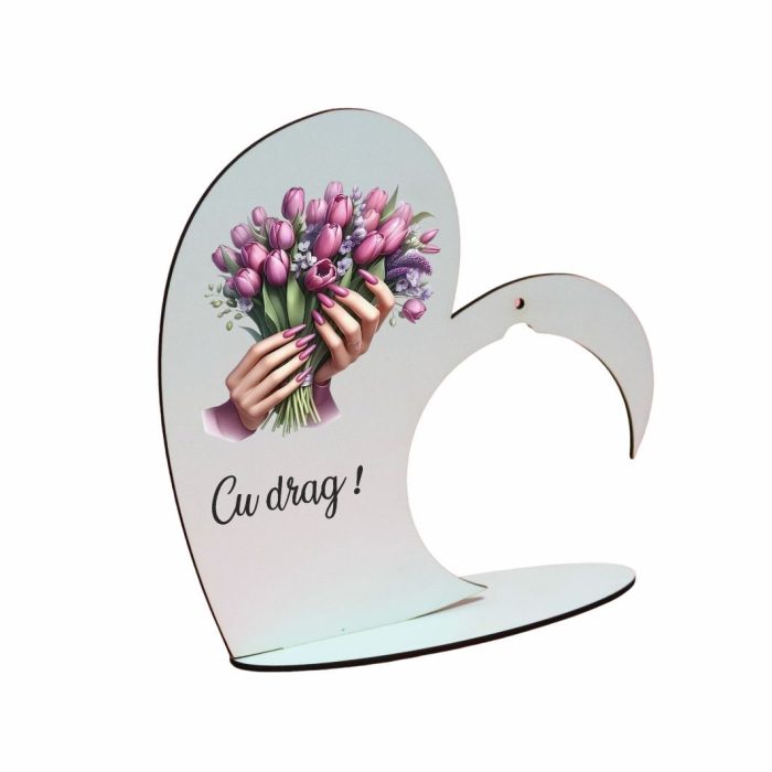 Suport Glob Floral tip Inima, Martie, Lemn, 20x19cm, SPGUV013 - imagine 3