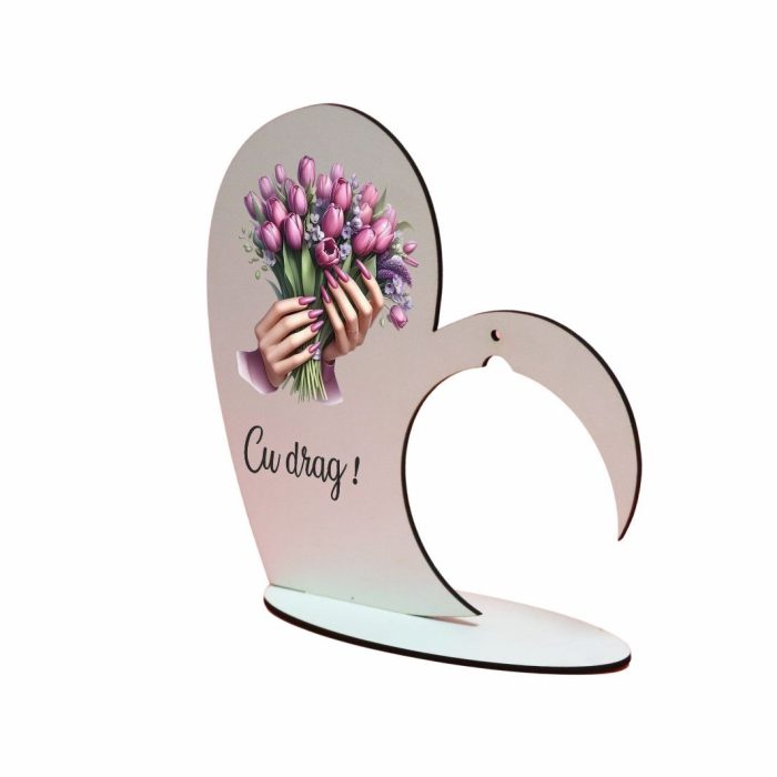 Suport Glob Floral tip Inima, Martie, Lemn, 20x19cm, SPGUV013 - imagine 2