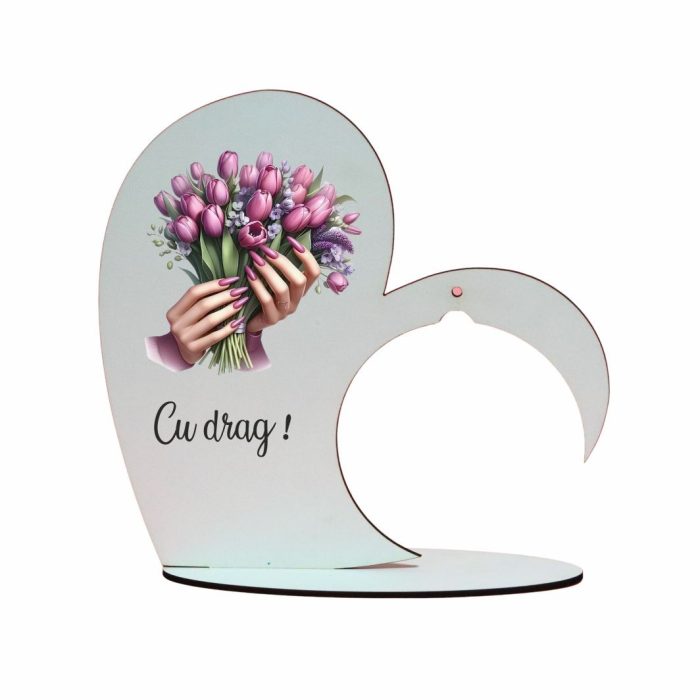 Suport Glob Floral tip Inima, Martie, Lemn, 20x19cm, SPGUV013 - imagine 1