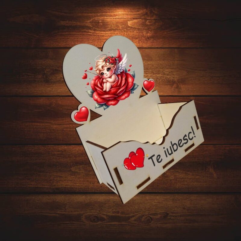 Cutie Aranjamente Flori Lemn Te Iubesc Cupidon Cauv008 3