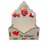 Cutie Flori Valentine Lemn Te Iubesc Urs Cauv012