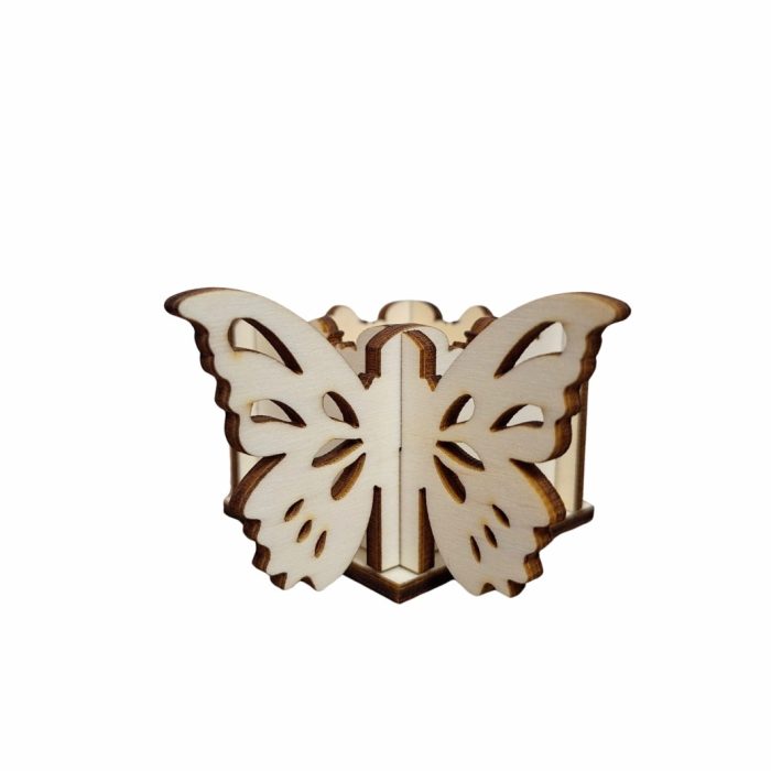 Cutie Mini Aranjamente Florale, Lemn, Fluture, 1 Martie, 10x10x5 cm, CAUV072 - imagine 3