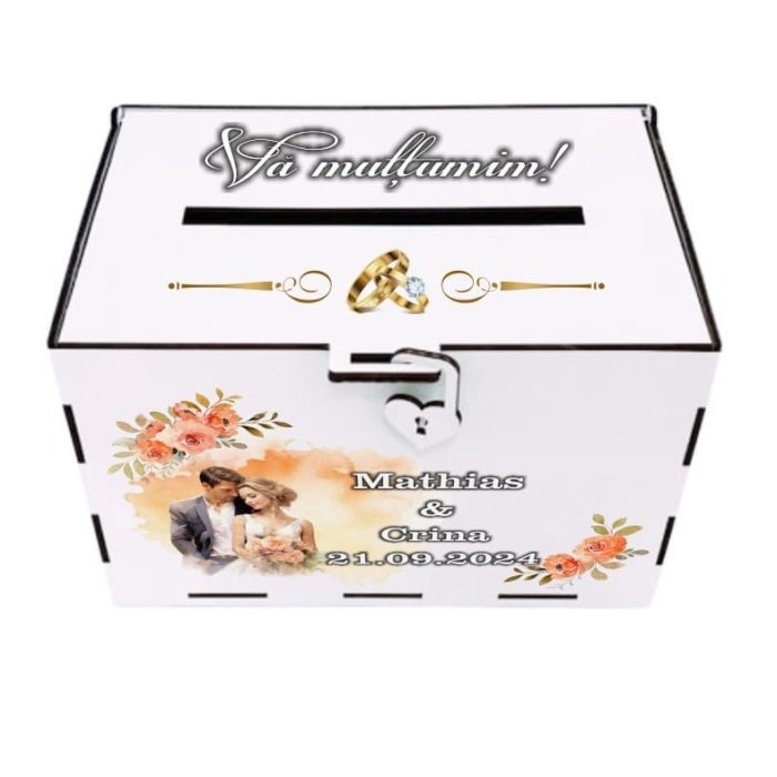 Cutie Dar Miri , Personalizata, Rosu, Lemn, 30x20x20 cm, CDNUV004 - imagine 1