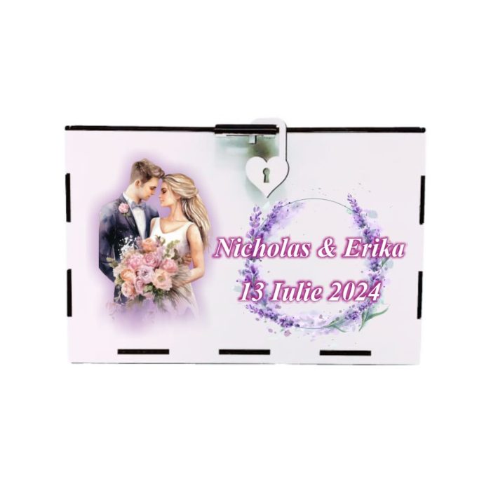 Cutie Dar Miri , Personalizata, Mov, Lemn, 30x20x20 cm, CDNUV005 - imagine 4