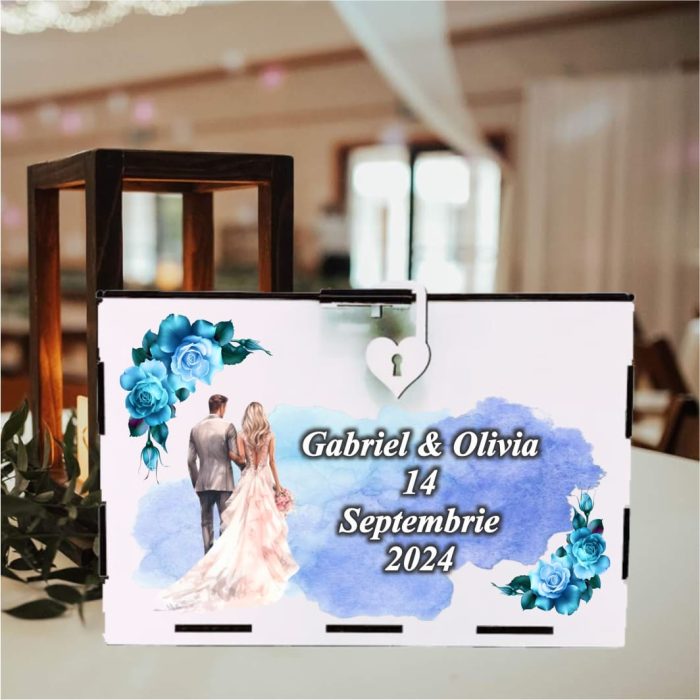 Cutie Dar Miri , Personalizata, Albastru, Lemn, 30x20x20 cm, CDNUV010 - imagine 2
