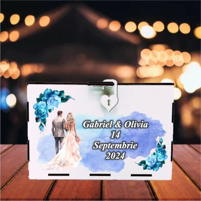 Cutie Dar Miri , Personalizata, Albastru, Lemn, 30x20x20 cm, CDNUV010 - imagine 5