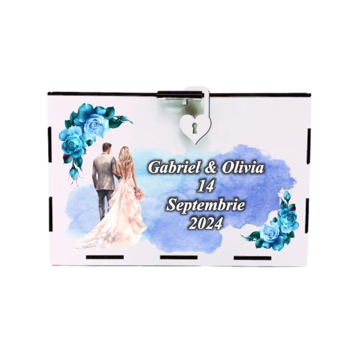 Cutie Dar Miri , Personalizata, Albastru, Lemn, 30x20x20 cm, CDNUV010 - imagine 4