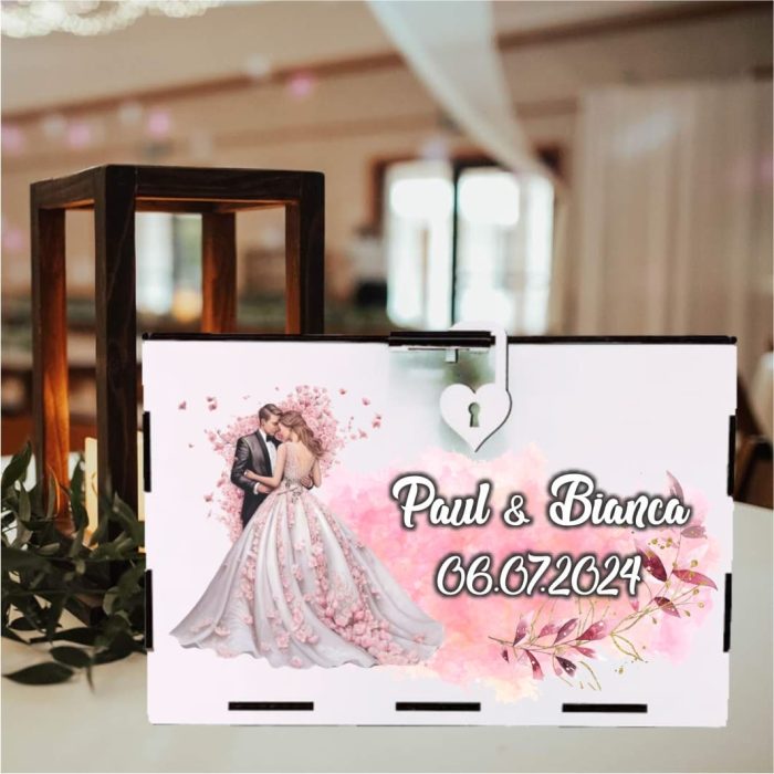 Cutie Dar Miri , Personalizata, Roz, Lemn, 30x20x20 cm, CDNUV012 - imagine 2