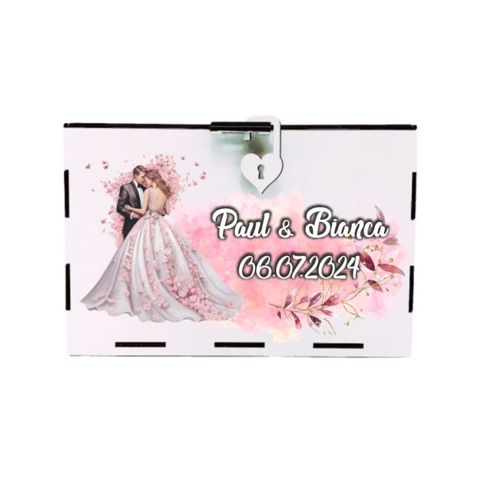 Cutie Dar Miri , Personalizata, Roz, Lemn, 30x20x20 cm, CDNUV012 - imagine 4