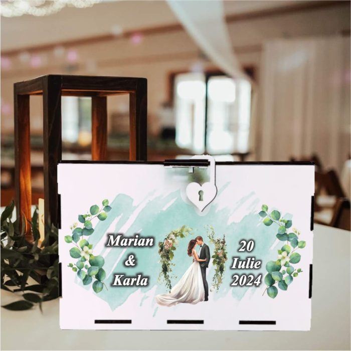 Cutie Dar Miri , Personalizata, Verde, Lemn, 30x20x20 cm, CDNUV014 - imagine 2